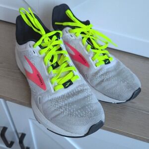 Brooks Launch 9 Womens Running Shoes Grey Neon Pink Yellow 1203731B148 Size 6